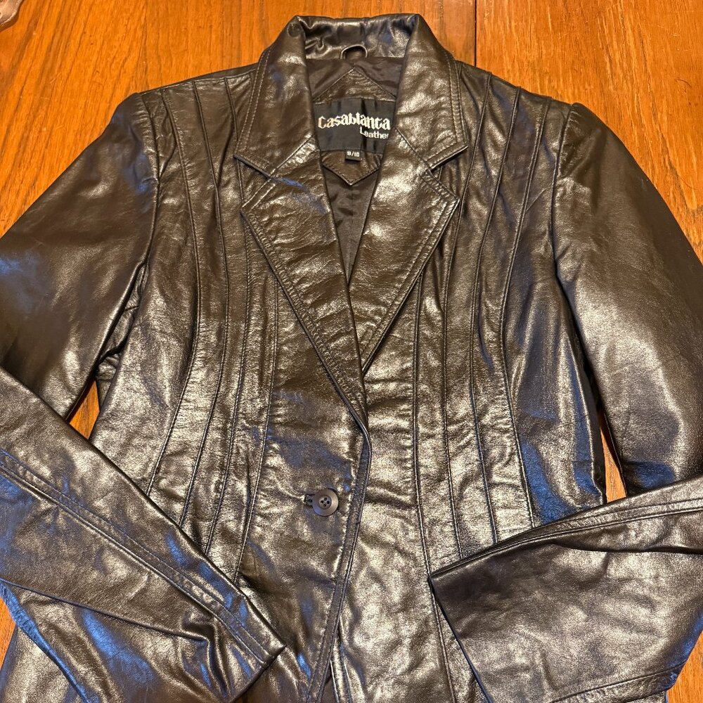 Casablanca Black Leather Blazer 9/10 XS S